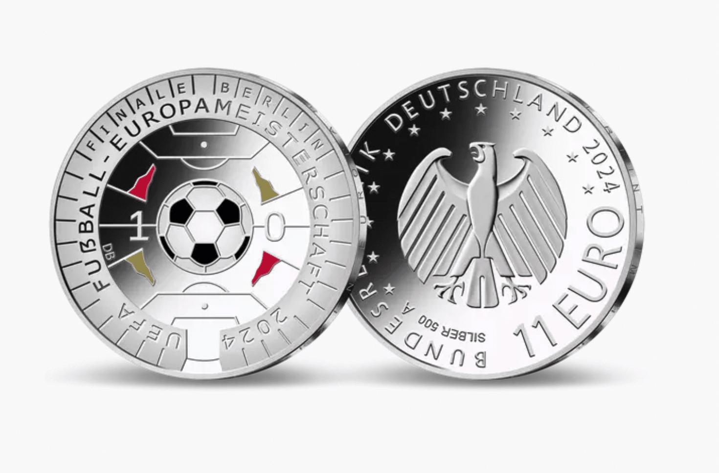 Offizielle deutsche 11-Euro-Gedenkmünze zur UEFA EURO 2024
