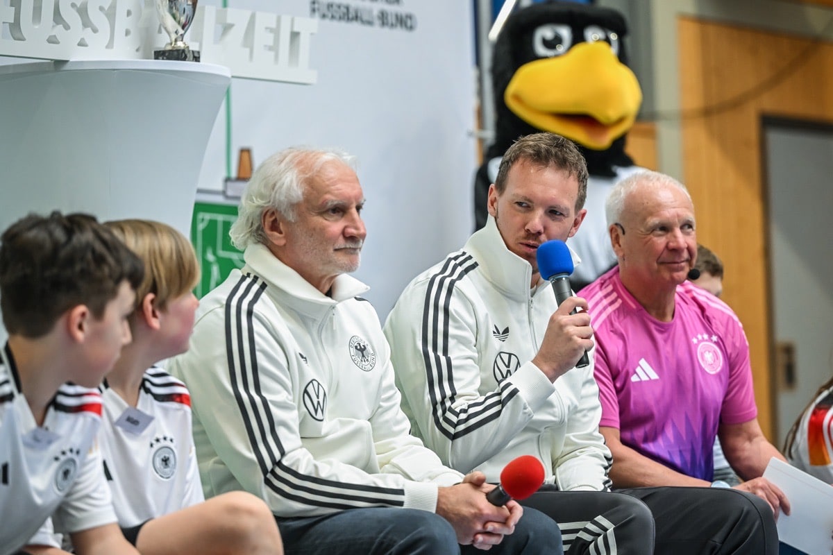 Nagelsmann, Völler und Rettig besuchen Schule bei Mainz 18. März 2024, Fotos: DFB/Getty Images
