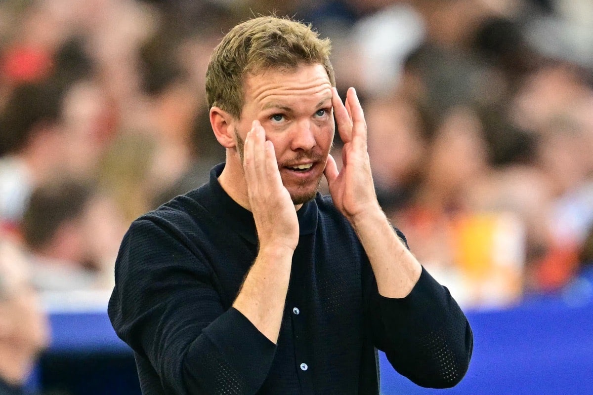 Julian Nagelsmann nach dem EM-Viertelfinale - AUS(Photo by Tobias SCHWARZ / AFP)